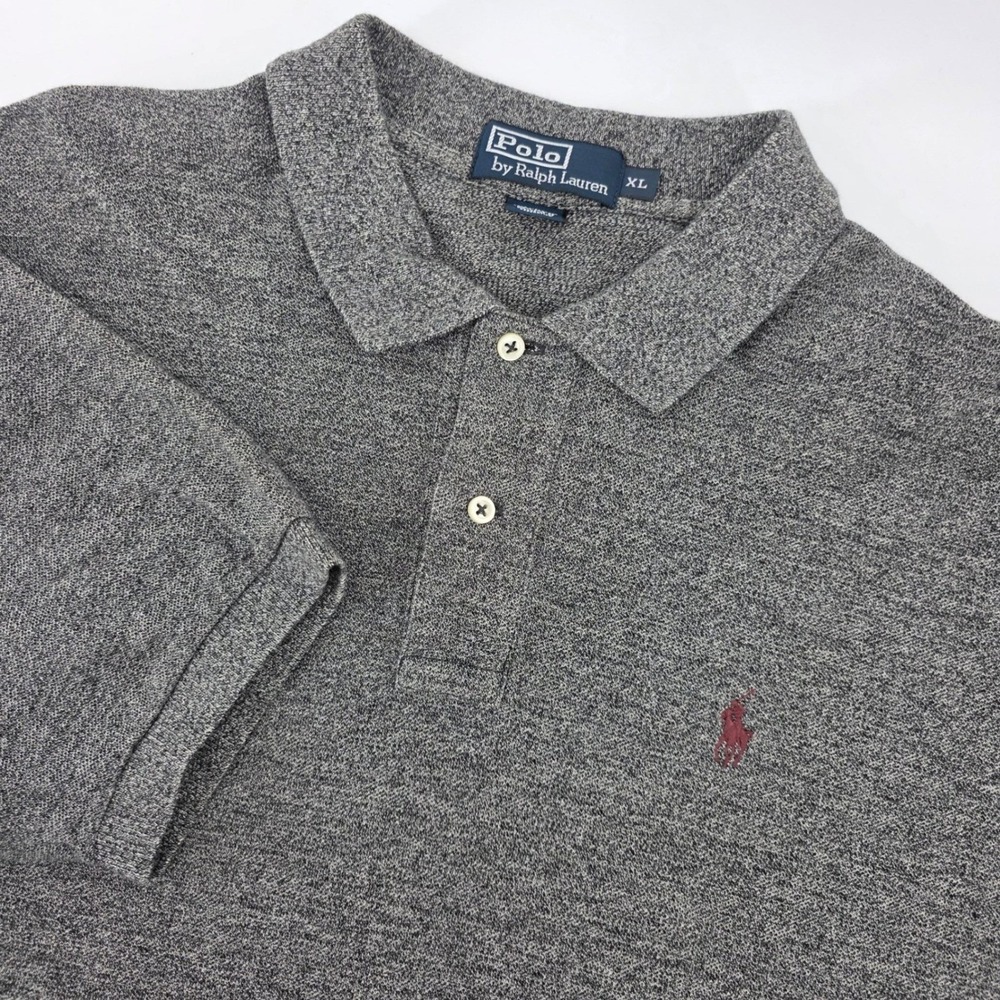 Polo Ralph Lauren Mens XL Gray Heathered Cotton Short Sleeve Polo Shirt Pony